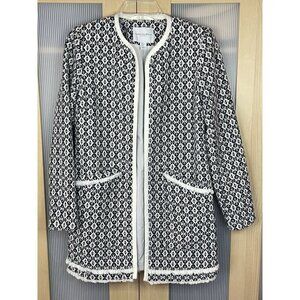 Carolina Belle Montreal Women's‎ Coat Sz XS Blue White Jacket Open Front Casual